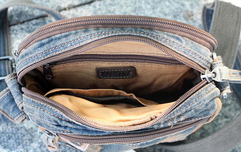 kleine Umhängetasche Denim Herren für Freizeit Hochformat Herrentasche Jeansstoff