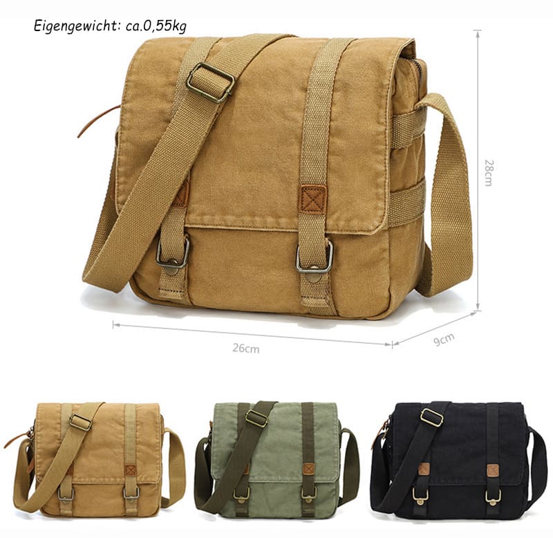 kleine Umhängetasche Herren Canvas Tasche Freizeit in 3 Farben