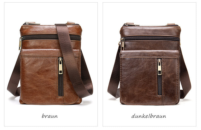 kleine Umhängetasche Herren Leder Vintage Hochformat Herrentasche Schultertasche