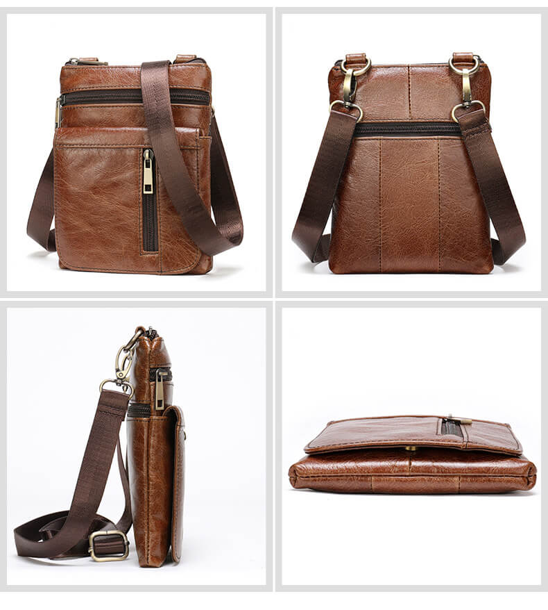 kleine Umhängetasche Herren Leder Vintage Hochformat Herrentasche Schultertasche