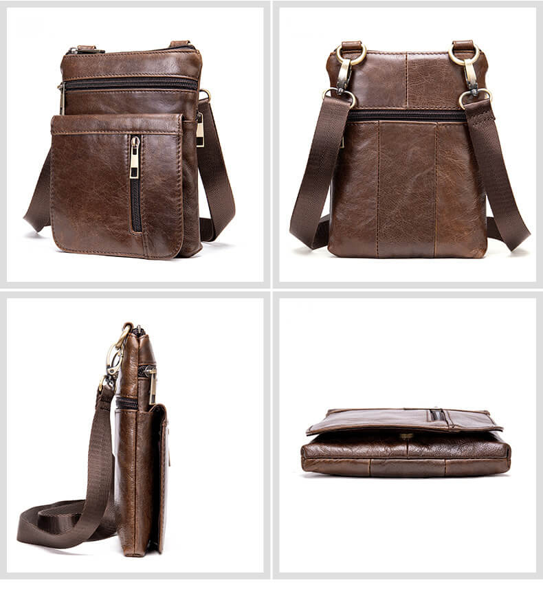 kleine Umhängetasche Herren Leder Vintage Hochformat Herrentasche Schultertasche