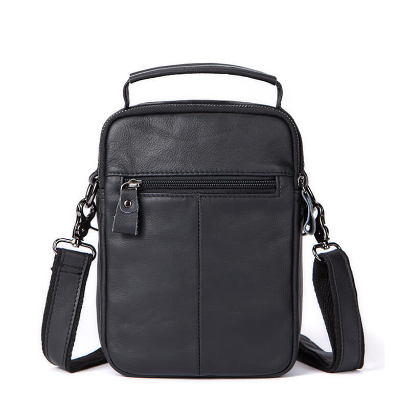 kleine Umhängetasche Leder schwarz Herren für Alltag weich
