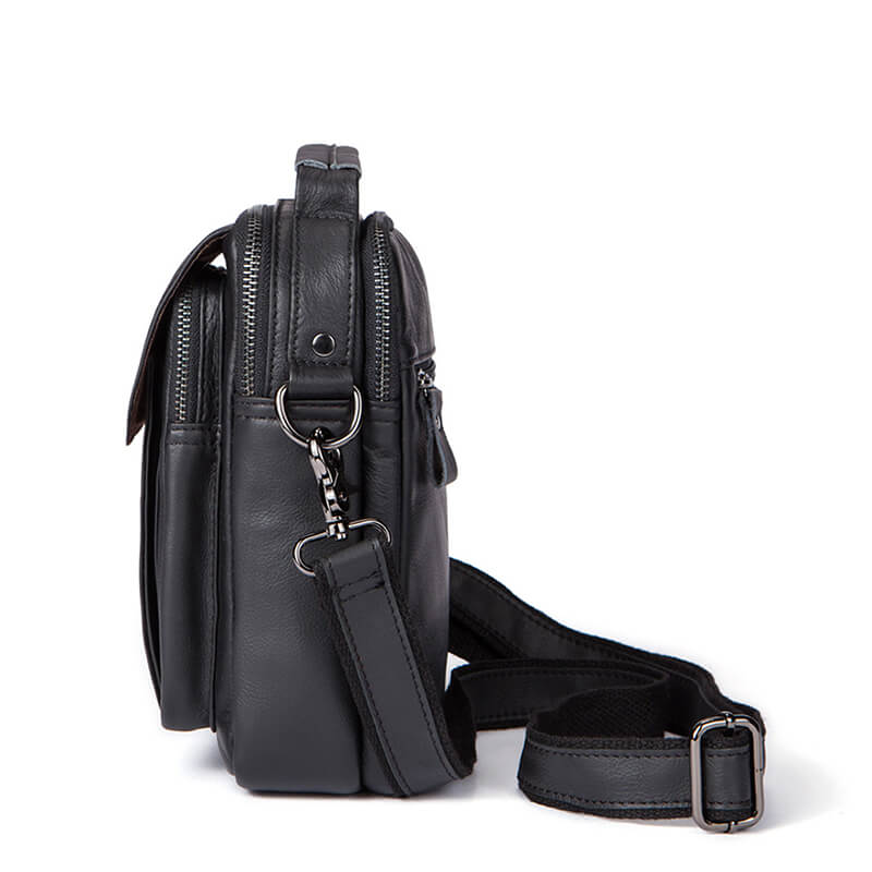 kleine Umhängetasche Leder schwarz Herren für Alltag weich