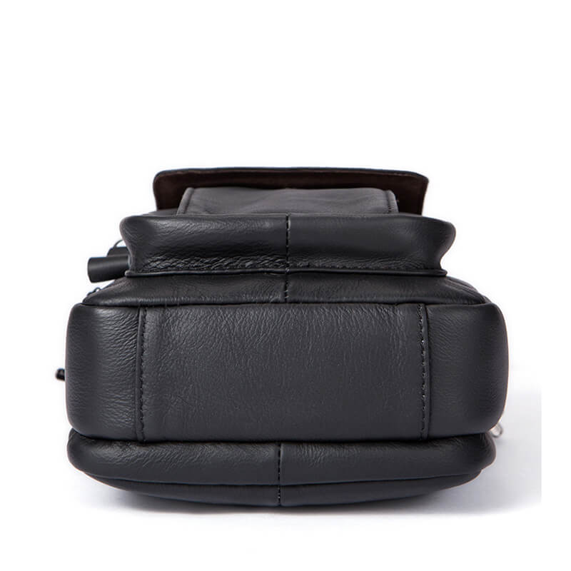 kleine Umhängetasche Leder schwarz Herren für Alltag weich
