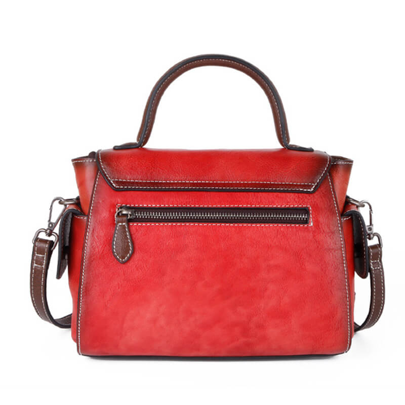 kleine Vintage Umhängetasche Damen Leder mit Griff in 3 Farben Handtasche