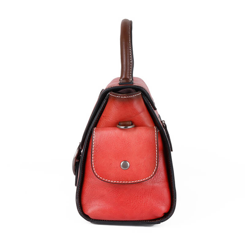 kleine Vintage Umhängetasche Damen Leder mit Griff in 3 Farben Handtasche