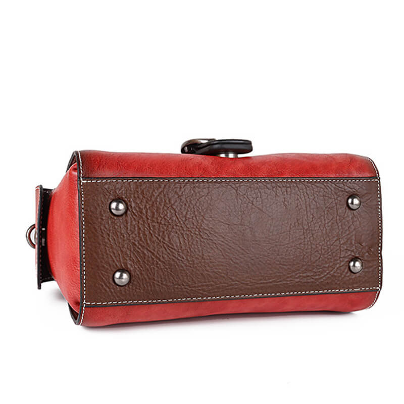 kleine Vintage Umhängetasche Damen Leder mit Griff in 3 Farben Handtasche