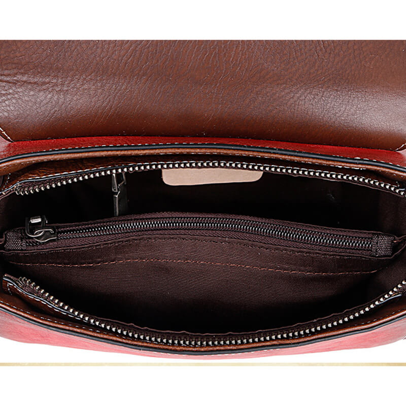 kleine Vintage Umhängetasche Damen Leder mit Griff in 3 Farben Handtasche