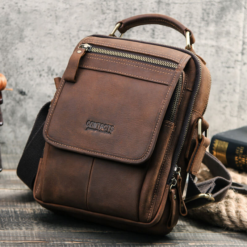 umhängetasche herren leder braun vintage