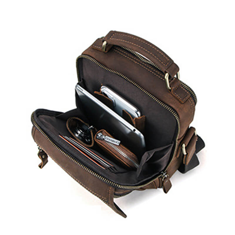 kleine braune Umhängetasche Herren Leder Vintage mit Griff