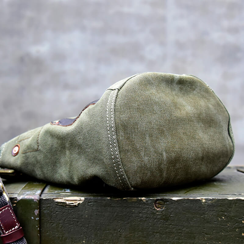 Kleine Damen Handtasche Canvas Umhängetasche Segeltuchtasche Grün
