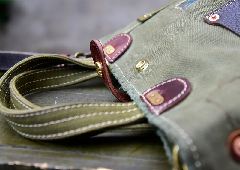 Kleine Damen Handtasche Canvas Umhängetasche Segeltuchtasche Grün