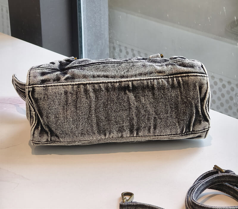 kleine Damen Handtasche Denim Umhängetasche grau
