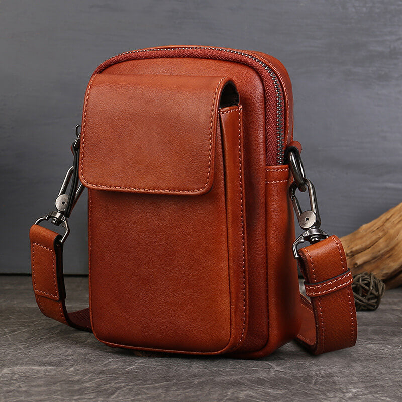kleine Damen Umhängetasche Leder Handytasche zum Umhängen Gürteltasche