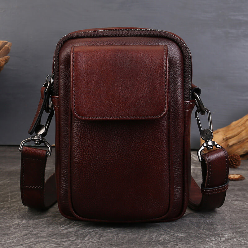 kleine Damen Umhängetasche Leder Handytasche zum Umhängen Gürteltasche