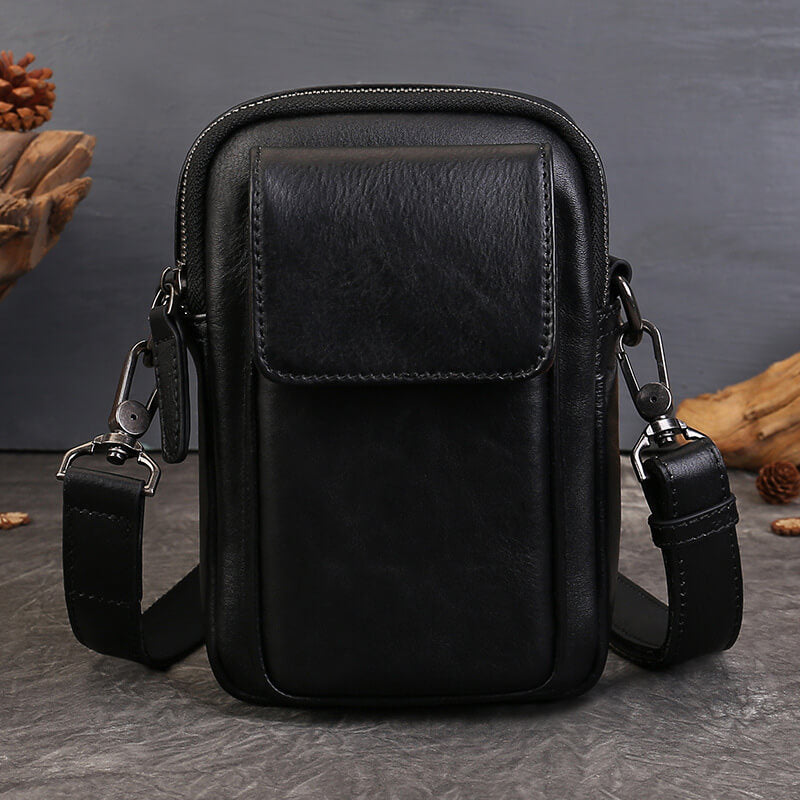 kleine Damen Umhängetasche Leder Handytasche zum Umhängen Gürteltasche