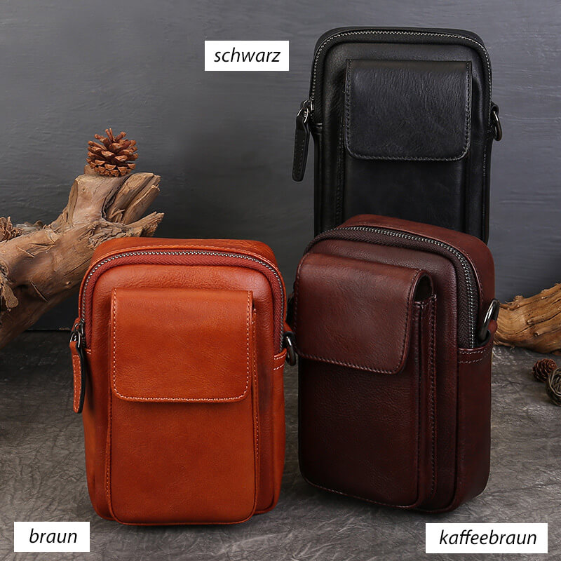 kleine Damen Umhängetasche Leder Handytasche zum Umhängen Gürteltasche