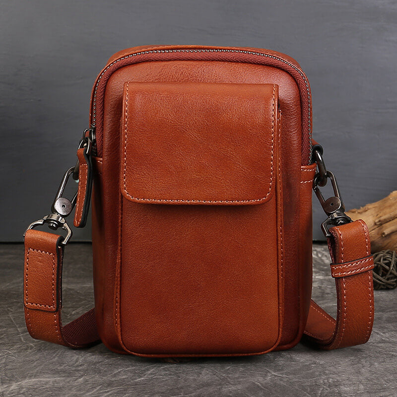 kleine Damen Umhängetasche Leder Handytasche zum Umhängen Gürteltasche