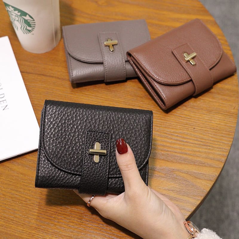 kleine Geldbörse Leder Portemonnaie Damen 4 Farben mit vielen Kartenfächern