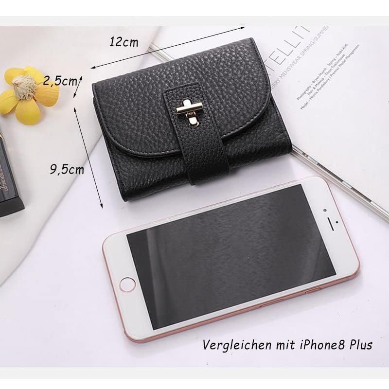 kleine Geldbörse Leder Portemonnaie Damen 4 Farben mit vielen Kartenfächern