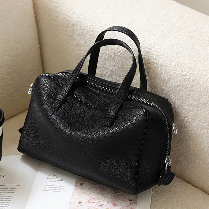 handtasche damen umhängetasche schwarz leder