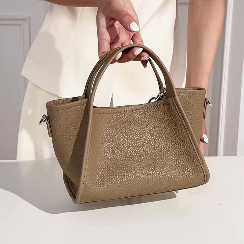 kleine Handtasche Damen Leder schlicht Umhängetasche modern in 3 Farben mit Innentasche