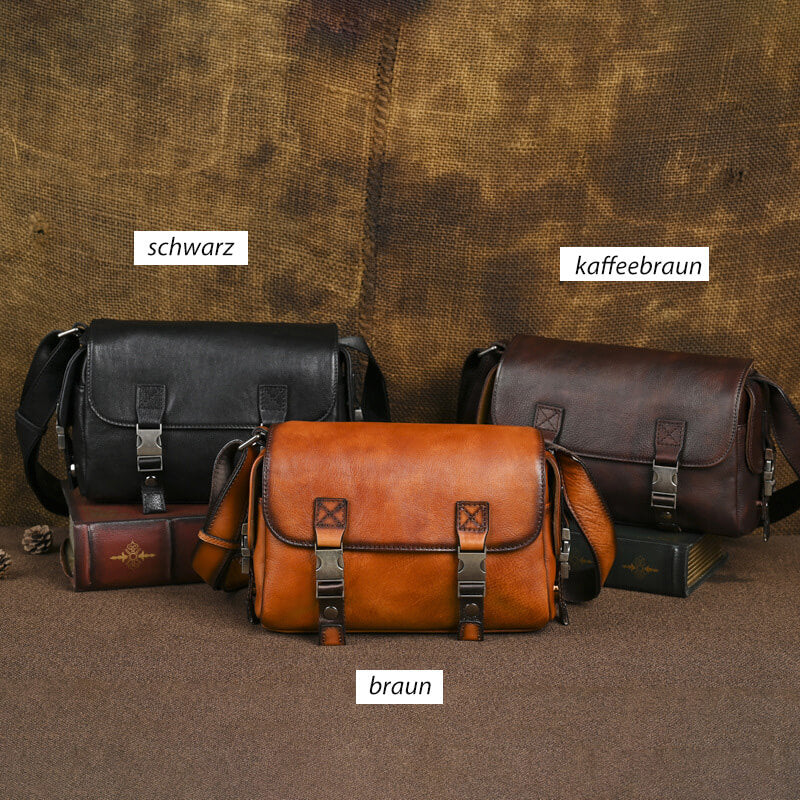 kleine Herren Umhängetasche Leder Vintage Crossbody Bag