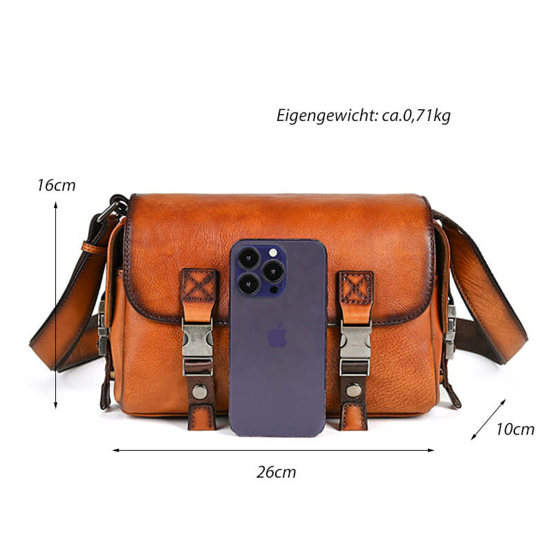 kleine Herren Umhängetasche Leder Vintage Crossbody Bag