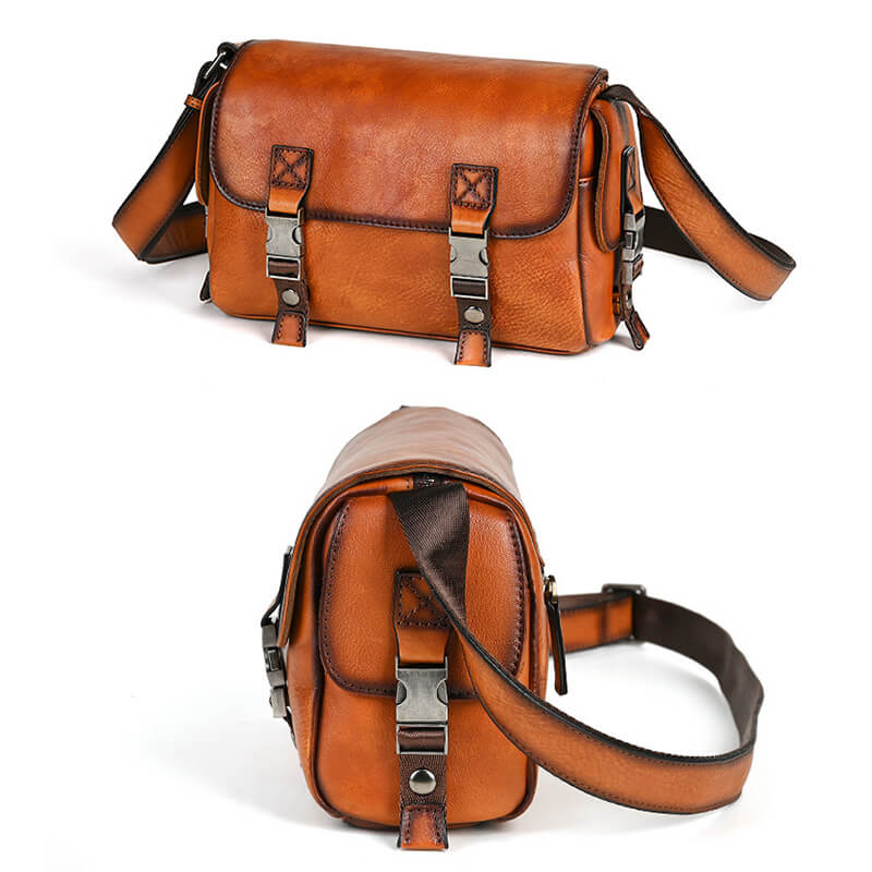 kleine Herren Umhängetasche Leder Vintage Crossbody Bag