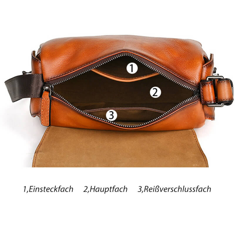 kleine Herren Umhängetasche Leder Vintage Crossbody Bag