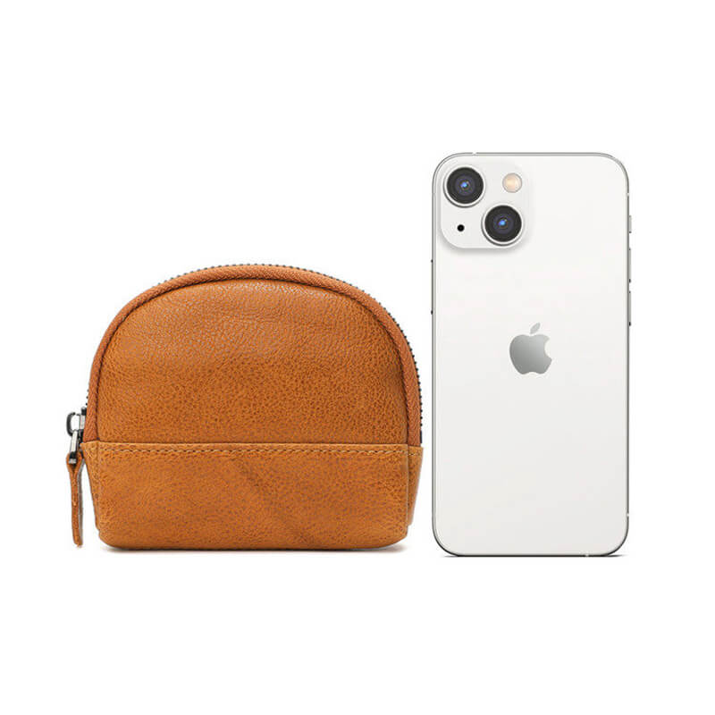 kleine Münztasche Münzbeutel Herren Damen Minibörse Leder mit Reißverschluss