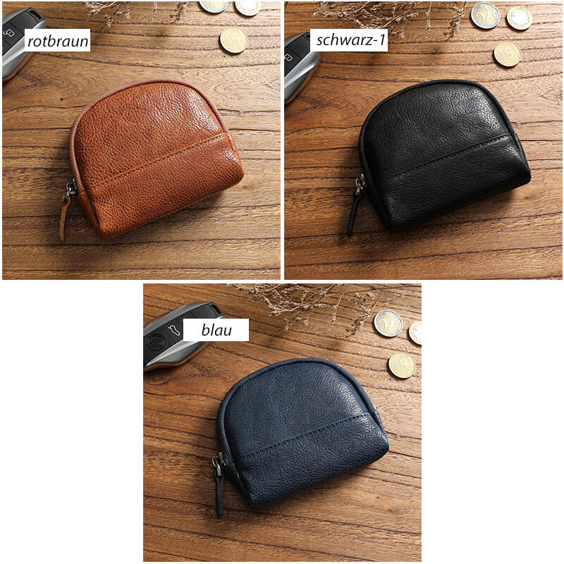kleine Münztasche Münzbeutel Herren Damen Minibörse Leder mit Reißverschluss