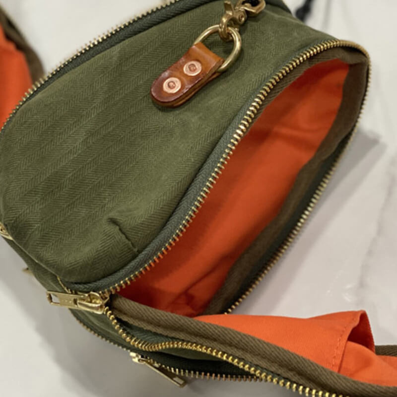 kleine Umhängetasche Canvas in Grün für Damen und Herren Handytasche
