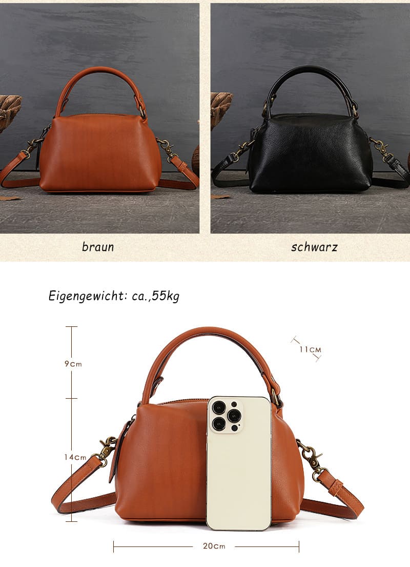 kleine Umhängetasche Damen echt Leder Handtasche mit breitem Gurt