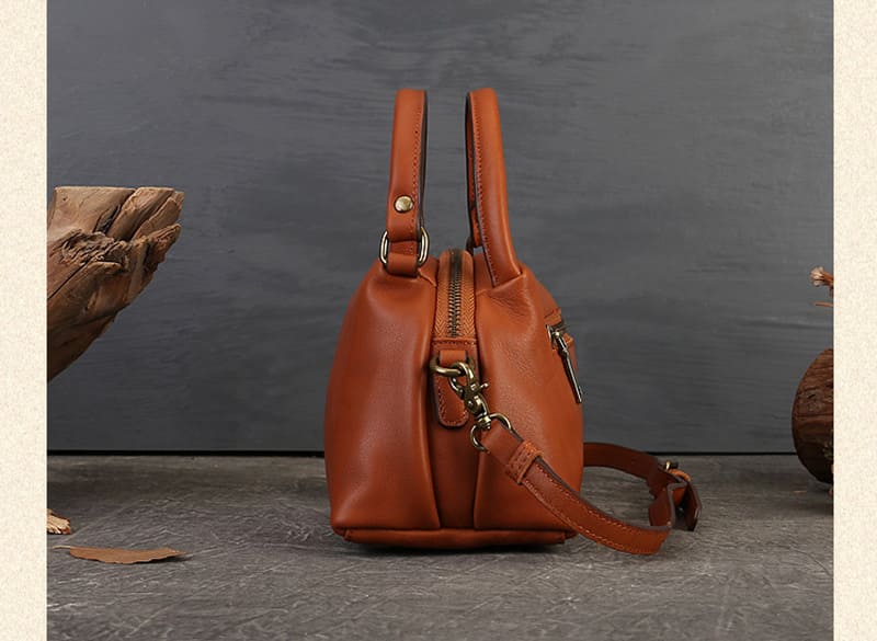 kleine Umhängetasche Damen echt Leder Handtasche mit breitem Gurt