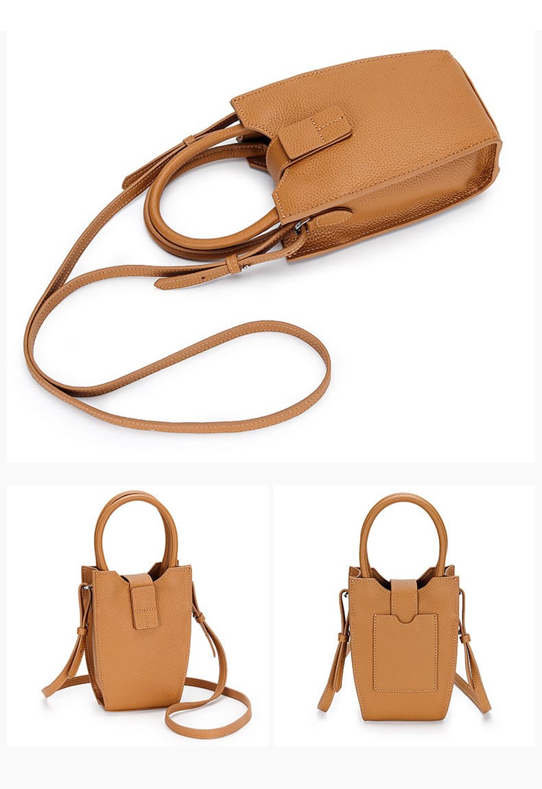 kleine Umhängetasche Damen Handytasche Leder mit Griff