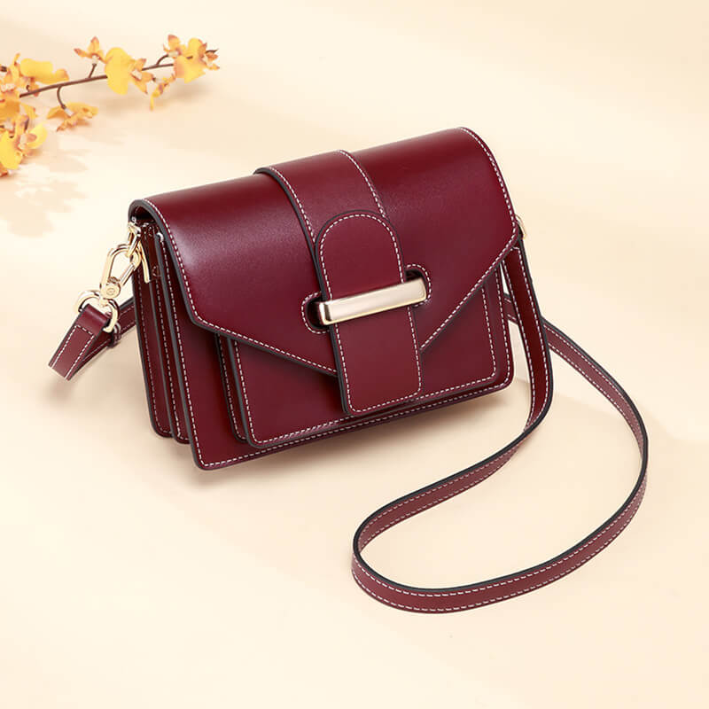kleine Umhängetasche Damen Leder braun elegante Schultertasche