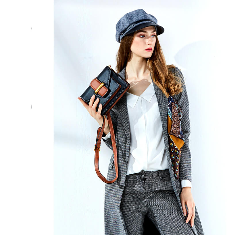 kleine Umhängetasche Damen Leder braun elegante Schultertasche