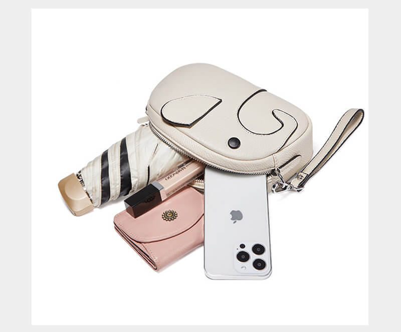 kleine Umhängetasche Elefant Leder mit Kette Clutch Handgelenkgurt Handytasche