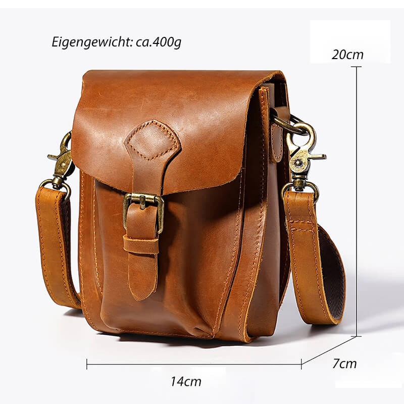 kleine Umhängetasche Herren Leder für Handy Handytasche Hüftgurt Gürteltasche