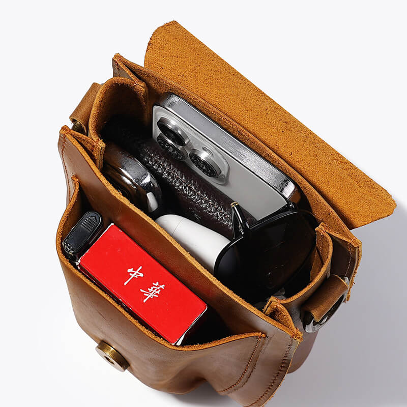 kleine Umhängetasche Herren Leder für Handy Handytasche Hüftgurt Gürteltasche
