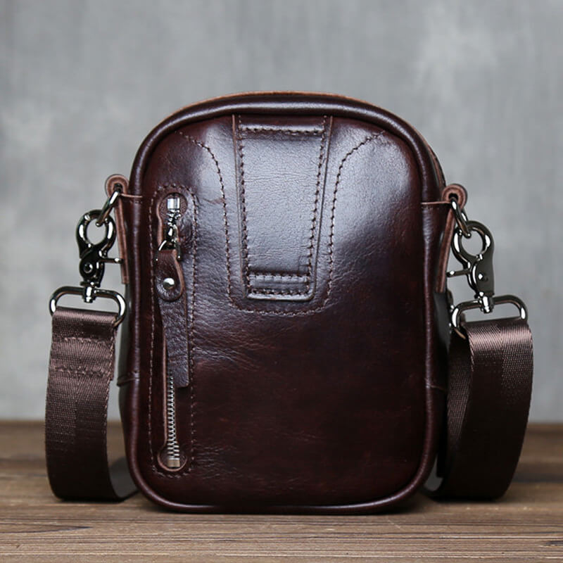 kleine Umhängetasche Herren Leder Gürteltasche Vintage in zwei Farben