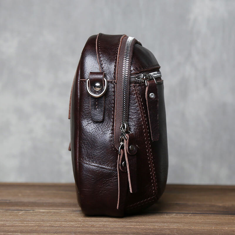 kleine Umhängetasche Herren Leder Gürteltasche Vintage in zwei Farben