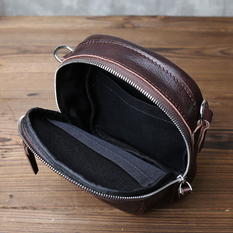 kleine Umhängetasche Herren Leder Gürteltasche Vintage in zwei Farben
