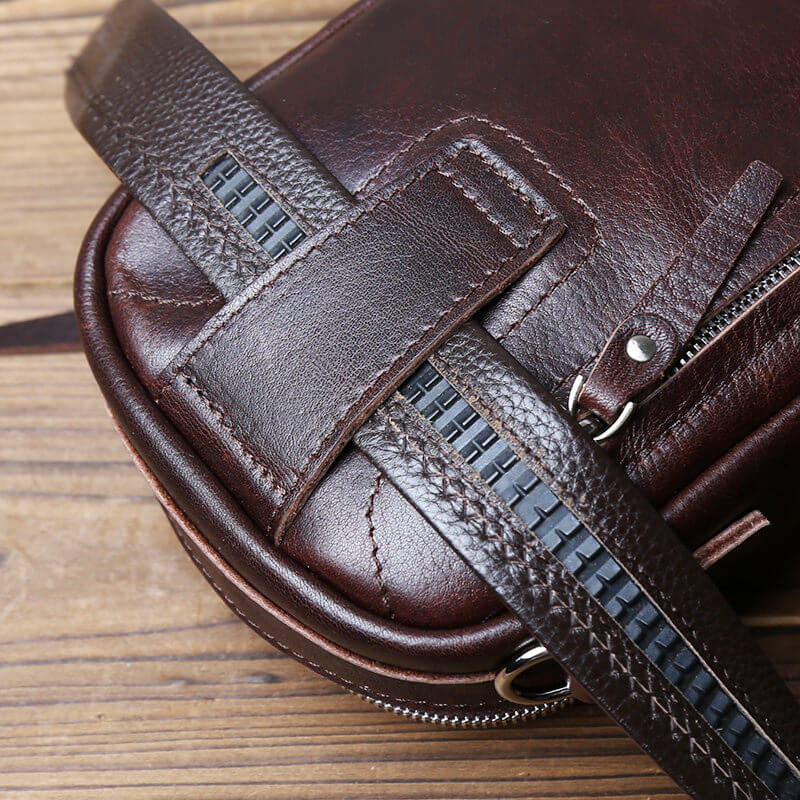 kleine Umhängetasche Herren Leder Gürteltasche Vintage in zwei Farben