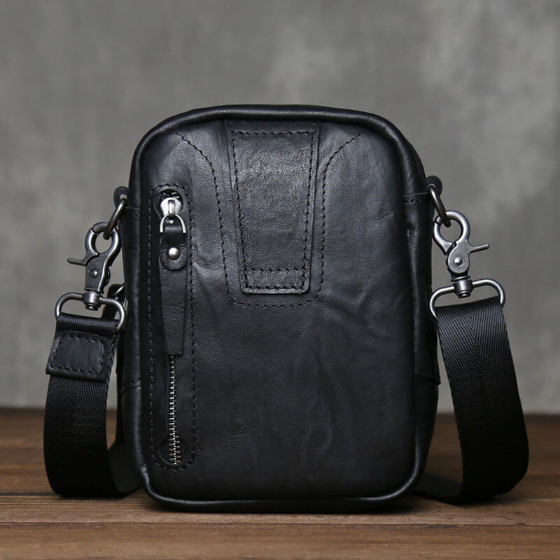 kleine Umhängetasche Herren Leder Gürteltasche Vintage in zwei Farben