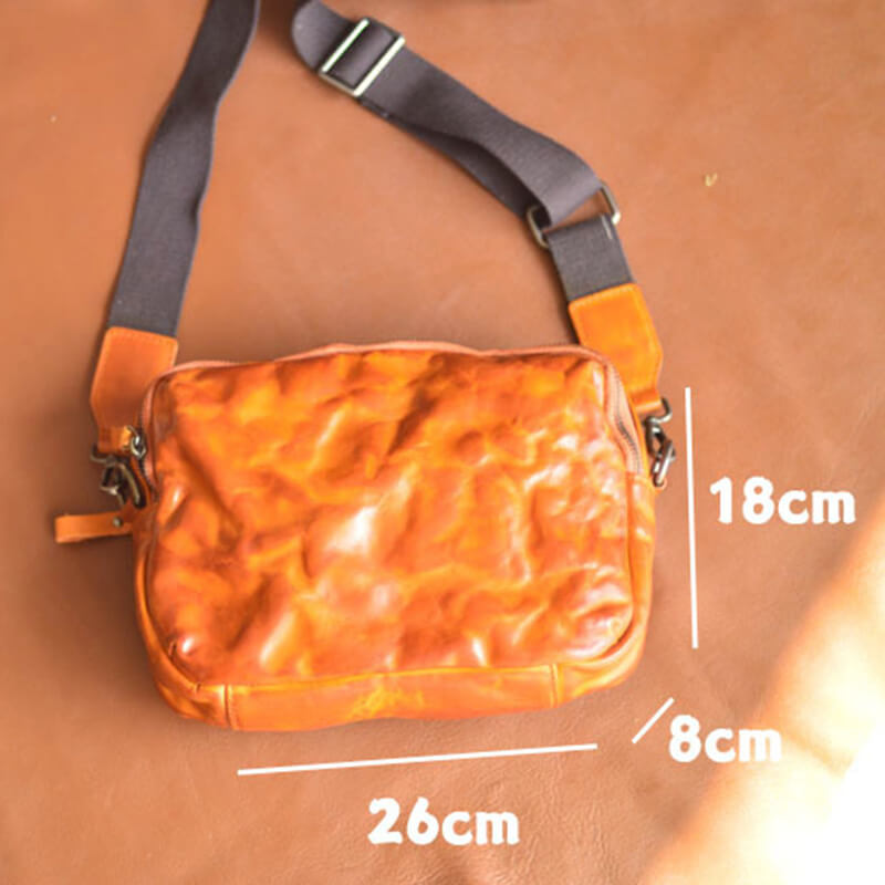 kleine Umhängetasche Herren Leder Vintage Messenger Bag in Kaffeebraun und Braun mit Reißverschluss