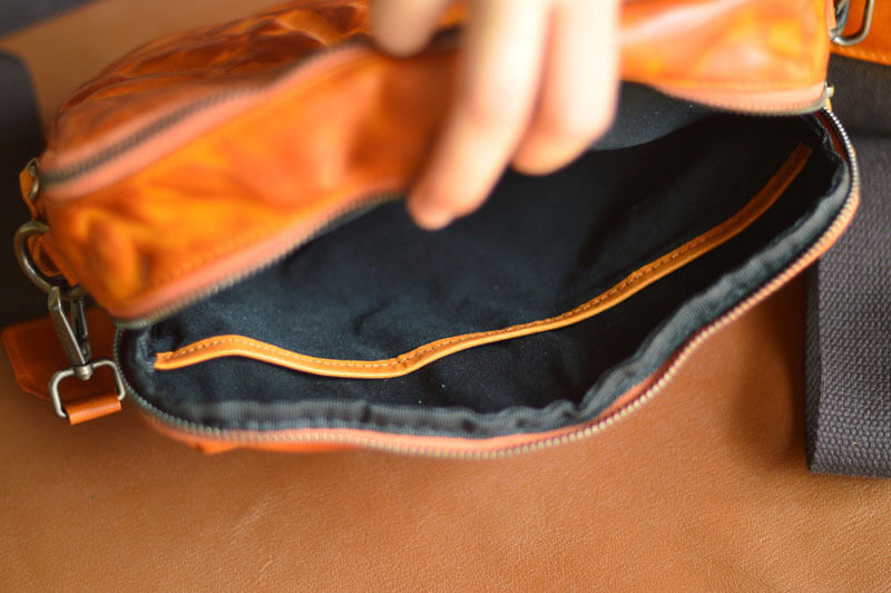 kleine Umhängetasche Herren Leder Vintage Messenger Bag in Kaffeebraun und Braun mit Reißverschluss
