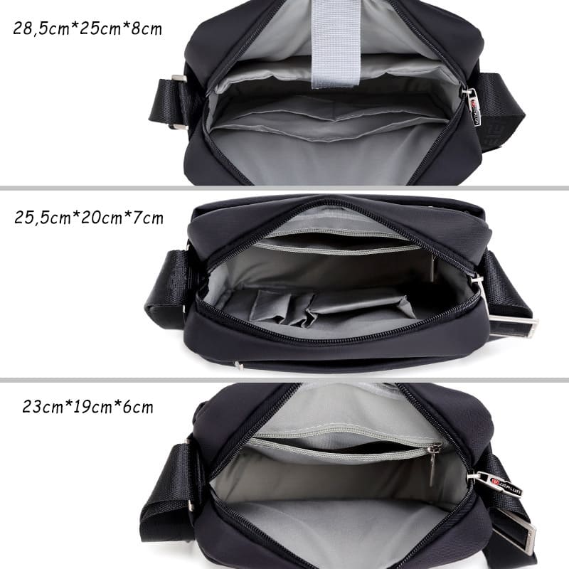 kleine Umhängetasche Herren Oxford Hochformat Businesstasche schwarz kaffeebraun für Alltag und Arbeit