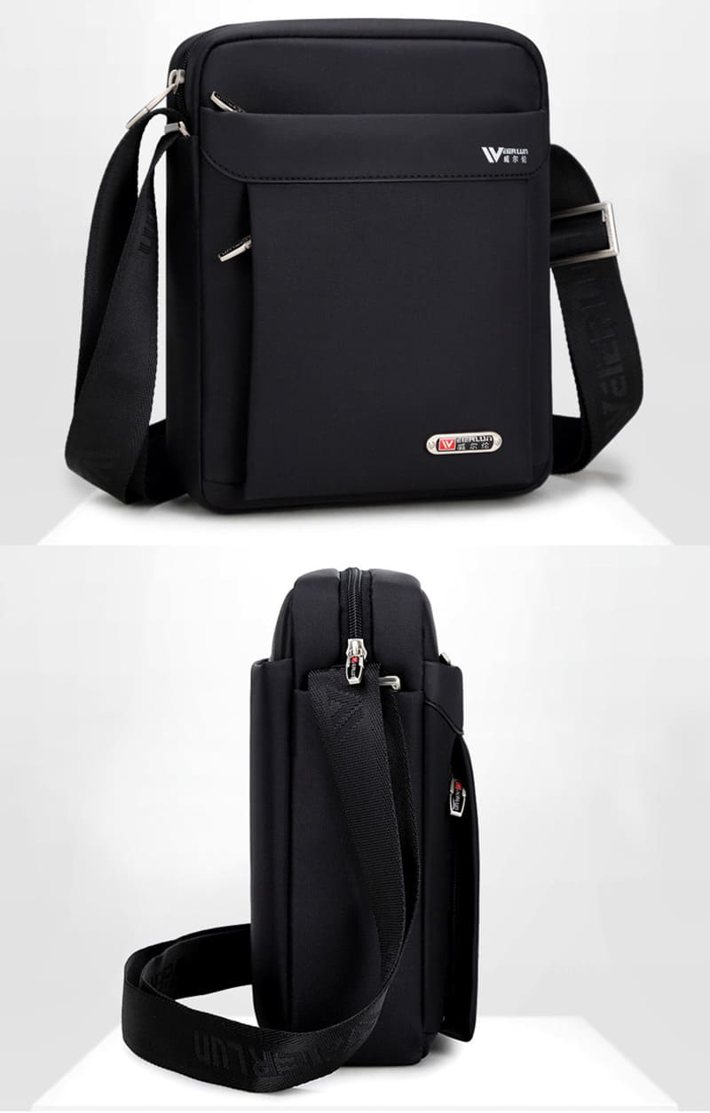 kleine Umhängetasche Herren Oxford Hochformat Businesstasche schwarz kaffeebraun für Alltag und Arbeit